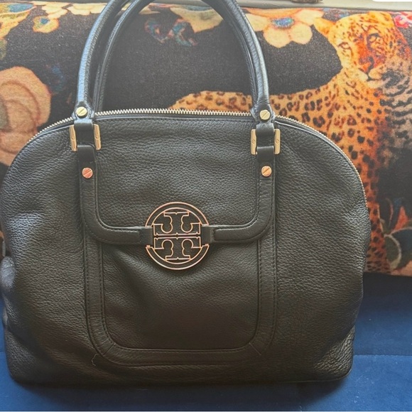 Tory Burch Handbags - Tory Burch Black Leather Satchel with Gold Logo